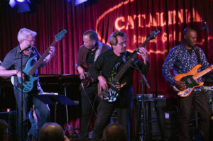 All bass players on stage during the Bunny Brunel & Friends Bass Ball 2 CD Release Concert