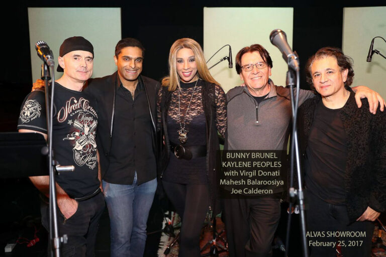 In Concert: Kaylene Peoples, Bunny Brunel, (L) Virgil Donati, Mahesh Balasooriya, and (R) Joe Calderon