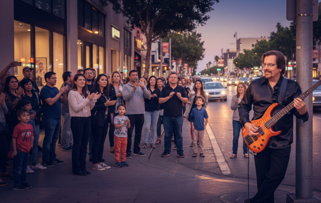 Bunny Brunel Plays Bass for a crowd